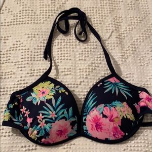 Bikini Top Floral and Navy underwire sz M